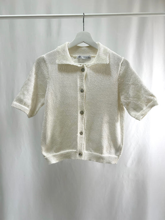 25014ZARAのキラキラしてるアイボーリーサマーニット