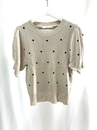 25060Black Polka Dot Long-Sleeve Top