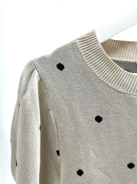 25060Black Polka Dot Long-Sleeve Top
