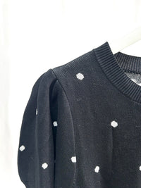 25060Black Polka Dot Long-Sleeve Top