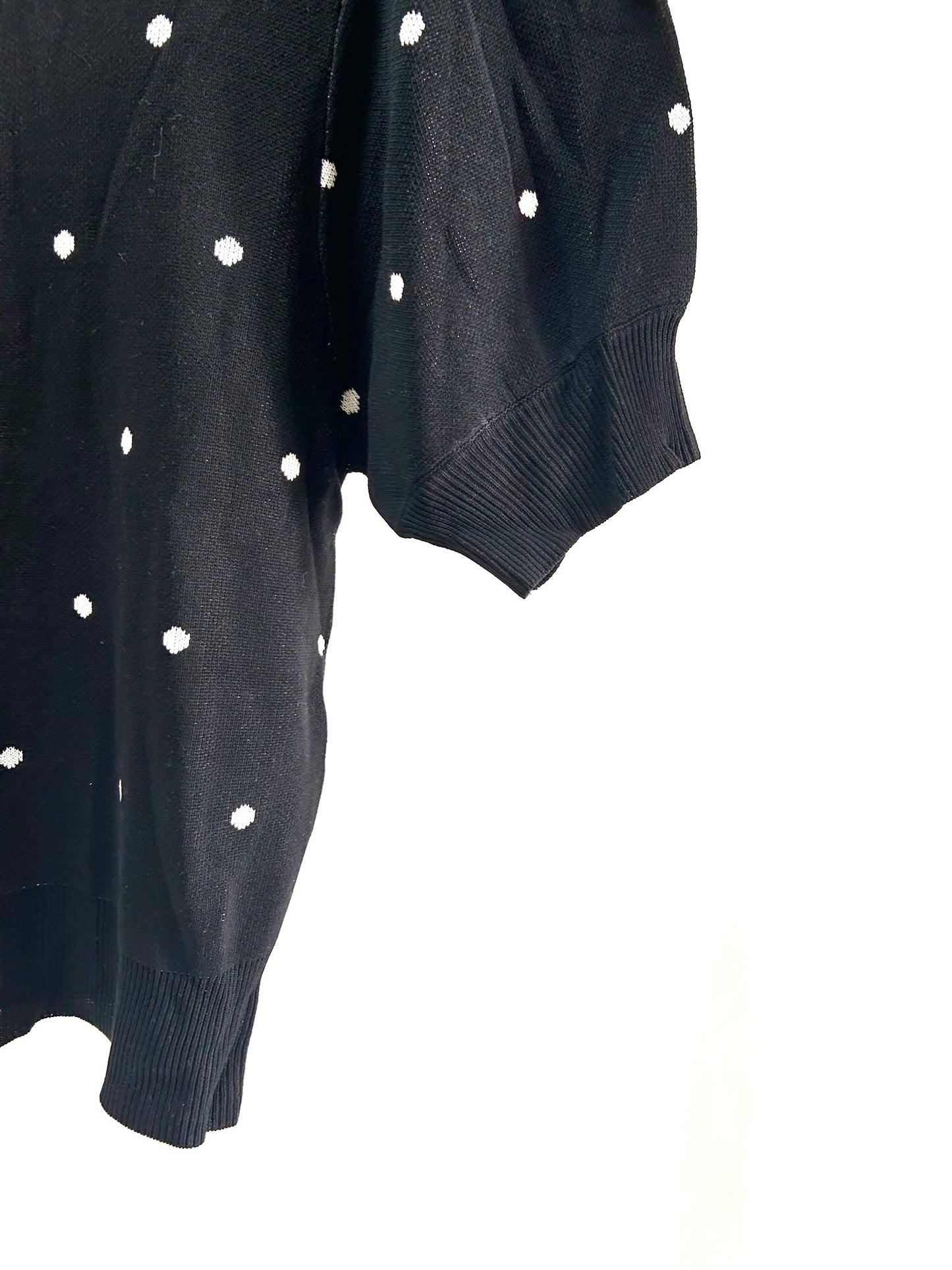 25060Black Polka Dot Long-Sleeve Top
