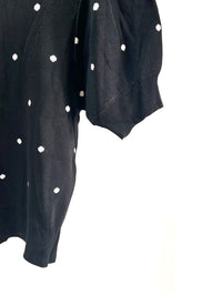 25060Black Polka Dot Long-Sleeve Top
