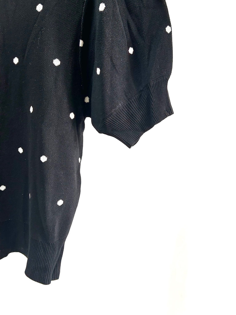 25060Black Polka Dot Long-Sleeve Top