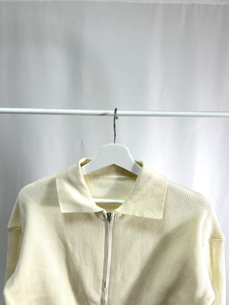 2502ハーフジップリブニット