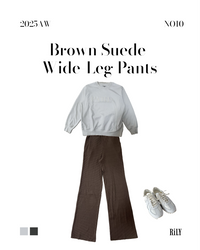 2501210Brown Suede Wide-Leg Pants